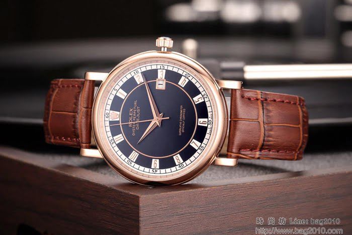 ROLEX勞力士 男士腕表 奢華高貴 西鐵城8215機芯 真皮錶帶  wssb4567